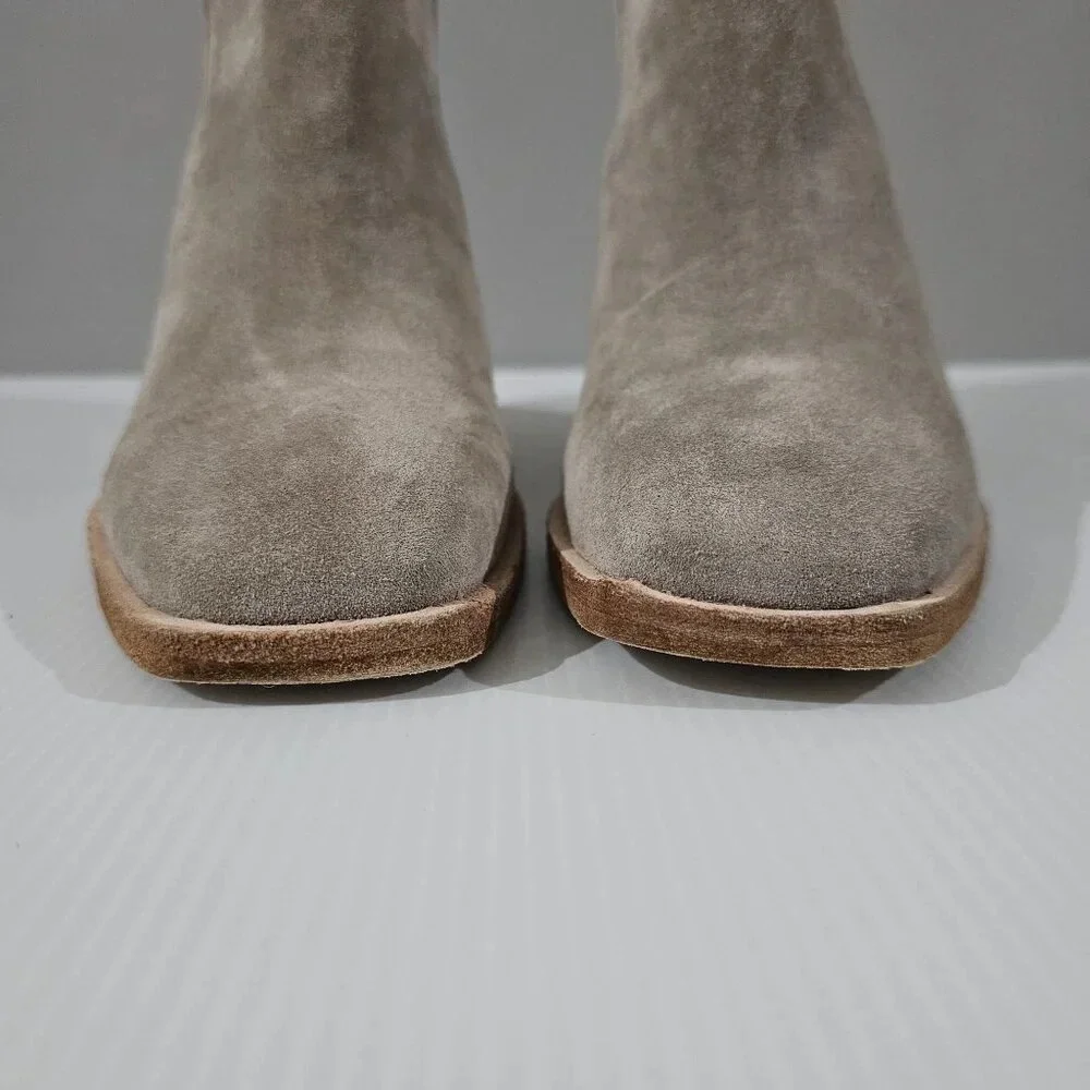 Jeffrey Campbell Rosee Ankle Boot Womens 10 Taupe Suede Western Block Heel NEW